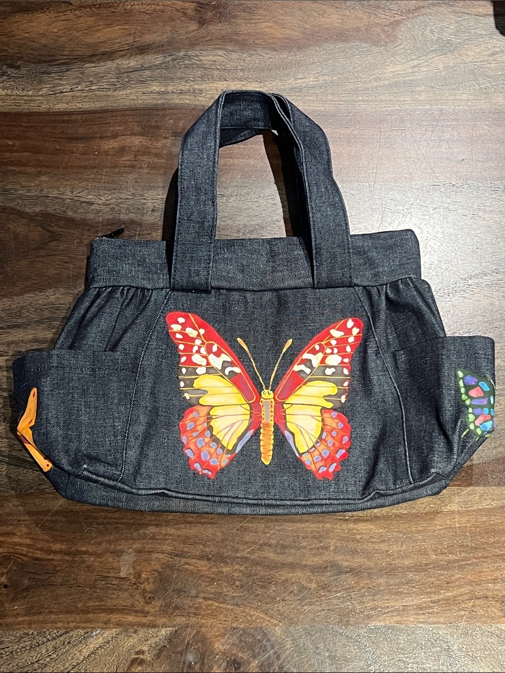 MRDesign Collection Denim Butterfly Handbag Handpainted Y2k